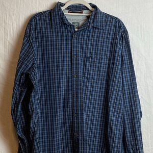 TIMBERLAND Plaid Button Front Shirt Men’s size L Black Blue White